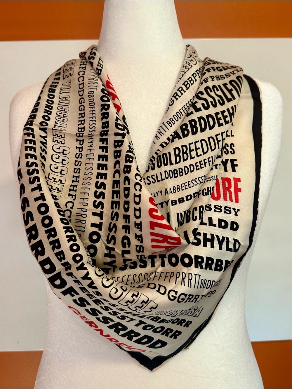 Vintage Rudi Gernreich Silk Scarf - Avant-Garde Typography Print - 30x31